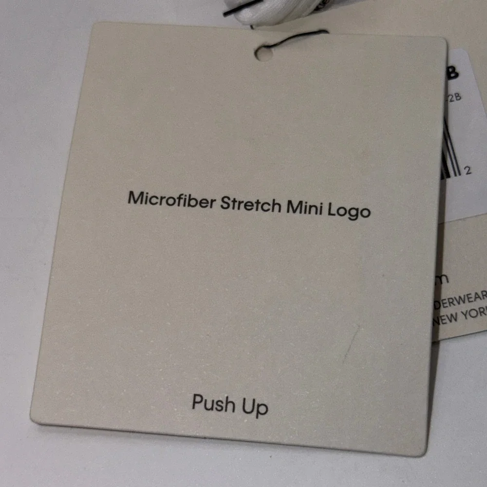 Calvin Klein 34B Microfiber Stretch Mini Logo White Push Up Bra Minimalist Basic